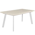 Kép 1/3 - LINETT asztal 160(+40)cm - Magasfényű Beige / Fehér