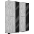 Kép 1/2 - MERLIN 160 cm nyílóajtós gardrób - Frizo Szürke / Magasfényű Fekete