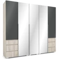 Kép 1/3 - SILVER 225 nyílóajtós gardrób 3 TÜKÖRREL - Justus Tölgy / Magasfényű Szürke