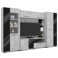 Kép 1/8 - MERLIN nappali szekrénysor 320 cm - Frizo Szürke / Magasfényű Fekete (M1)