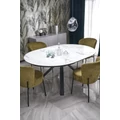Kép 8/17 - VERTIGO 130(+50)cm körasztal - Fehér márvány / Fekete