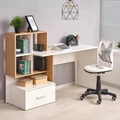 Kép 1/10 - GROSSO íróasztal polcokkal - Arany Tölgy / Fehér