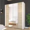 Kép 1/4 - MADRID 180 cm nyílóajtós tükrös gardrób - Bianco / Natúr Tölgy