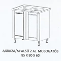 Kép 1/5 - ALÍZ A/80/2A/M-ALSÓ 2 ajtós mosogatós elem-2 medencés Ttálas mosogatóval