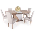 Kép 2/2 - ALIZ étkezőgarnitúra 6+1 - Sonoma Tölgy / Rusztik Fehér / Beige (ALIZ 160 asztal + BERTA szék)