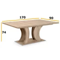 Kép 3/3 - BELLA Asztal 170x90 (+40) SONOMA