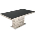 Kép 1/3 - FLÓRA PLUSZ asztal 160(+40)cm - San Remo / Magasfényű Fekete