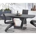 Kép 1/5 - BILOTTI asztal üveglappal 160(+40)cm - Matt Antracit / Dió