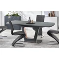 Kép 4/5 - BILOTTI asztal üveglappal 160(+40)cm - Matt Antracit / Dió