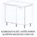 Kép 1/10 - ANIKÓ A/100/1A/S-ALSÓ 1 ajtós munkalapos sarok elem BALOS