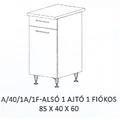 Kép 1/8 - DORINA A/40/1A/1F-ALSÓ 1 ajtós 1 fiókos munkalapos elem - BALOS