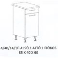 Kép 1/8 - DORINA A/40/1A/1F-ALSÓ 1 ajtós 1 fiókos munkalapos elem - JOBBOS