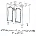 Kép 1/6 - FLÓRA A/80/2A/M-ALSÓ 2 ajtós mosogatós elem-2 medencés Ttálas mosogatóval