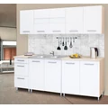 Kép 1/5 - ANIKÓ 200 cm konyhabútor 2M.Mosogató / Fehér-Sonoma + Carrara Bézs márvány munkalap