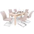 Kép 3/3 - BERTA étkezőgarnitúra 6+1 - Sonoma Tölgy / Beige (BERTA 160 étkezőasztal + MONA étkezőszék)