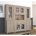 Kép 1/10 - DANY 208 cm tálaló / vitrines szekrénysor összeállítás - Sonoma Tölgy (6 elem)