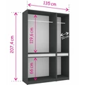 Kép 2/2 - BOSS 135 cm nyílóajtós gardrób 1 TÜKÖRREL - Fehér Tölgy / Nero