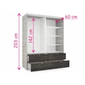 Kép 3/5 - CÉZÁR 160 cm tolóajtós gardrób - VÁLASZTHATÓ SZÍNBEN