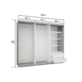 Kép 3/3 - BOND 239 cm magasfényű gardrób 1 TÜKÖRREL - Sonoma Tölgy / Magasfényű Fehér üveg / Magasfényű Beige üveg