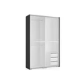 Kép 3/3 - FŐNIX 194 cm tolóajtós gardrób - Matt Sötétszürke / Rusztik Fehér / Szürke profil