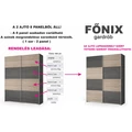Kép 15/15 - FŐNIX 254 cm tolóajtós gardrób - VÁLASZTHATÓ SZÍNBEN