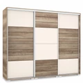 Kép 1/2 - NÍLUS 239 cm magasfényű gardrób - Canyon Tölgy / Magasfényű Beige üveg