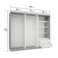 Kép 2/2 - NÍLUS 239 cm magasfényű gardrób - Rusztik Fehér / Magasfényű Fekete üveg