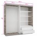 Kép 2/4 - STONE 200 cm tolóajtós gardrób - Matt Sötétszürke / Rusztik Fehér / Szürke profil