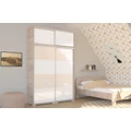Kép 3/3 - BOND 120 cm magasfényű gardrób - Sonoma Tölgy / Magasfényű Fehér üveg / Magasfényű Beige üveg, MAGASÍTÓVAL