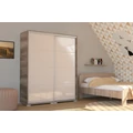 Kép 2/3 - BOND 160 cm magasfényű gardrób - Canyon Tölgy / Magasfényű Beige üveg
