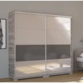 Kép 1/3 - BOND 200 cm magasfényű gardrób - San Remo / Magasfényű Latte üveg / Magasfényű Antracit üveg