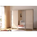 Kép 2/3 - BOND 239 cm magasfényű gardrób 1 TÜKÖRREL - Sonoma Tölgy / Magasfényű Beige üveg