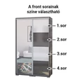 Kép 4/4 - BOND 120 cm magasfényű gardrób 1 TÜKÖRREL - VÁLASZTHATÓ SZÍNEKBEN