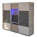 Kép 1/5 - BOND 3MF 239 cm TV-s gardrób - Sonoma Tölgy / Magasfényű Beige üveg / Magasfényű Antracit üveg