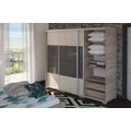 Kép 3/5 - BOND 3MF 239 cm TV-s gardrób - Sonoma Tölgy / Magasfényű Beige üveg / Magasfényű Antracit üveg