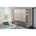 Kép 2/4 - BOND 3MF 239 cm TV-s gardrób - Sonoma Tölgy / Magasfényű Fehér - Beige - Latte - Antracit üveg