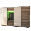 Kép 1/4 - BOND 2BL/2MF 318 cm TV-s gardrób - Canyon Tölgy / Magasfényű Beige üveg