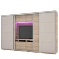 Kép 1/5 - BOND 2BL/2MF 318 cm TV-s gardrób - Sonoma Tölgy / Magasfényű Latte üveg