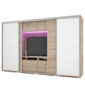 Kép 1/3 - BOND 2BL/2MF 318 cm TV-s gardrób - Sonoma Tölgy / Magasfényű Fehér
