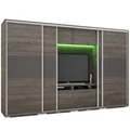 Kép 1/2 - BOND 318 cm TV-s gardrób magasfényű betéttel - Sötét Katthult / Magasfényű Antracit üveg
