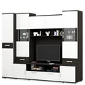 Kép 1/2 - BASEL nappali szekrénysor 265 cm LED világítással - Nero / Bianco