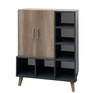 2 ajtós polcos cipősszekrény - Canyon Tölgy / Matt Sötétszürke