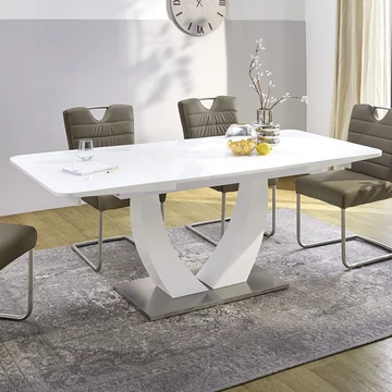 ULM asztal 160(+40)cm - Magasfényű Fehér