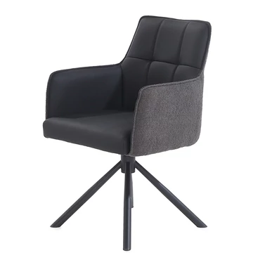 ALICE karfás BŐR szék - Fekete / Antracit