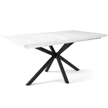 SUZY asztal 160(+40)cm - Fehér Tölgy / Fekete
