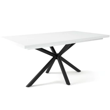 SUZY asztal 160(+40)cm - Rusztik Fehér (Erezett Fehér) / Fekete