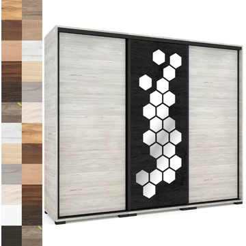 HONEY 239 cm tolóajtós gardrób 1H TÜKÖR - VÁLASZTHATÓ SZÍNEKBEN