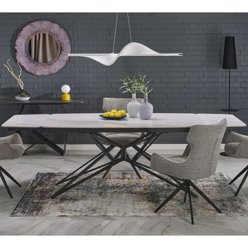 ALFREDO asztal 160(+80)cm - Fehér márvány / Fekete