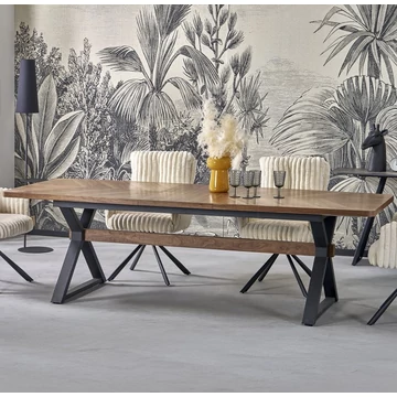 BARON asztal 200(+150)cm - Dió / Fekete