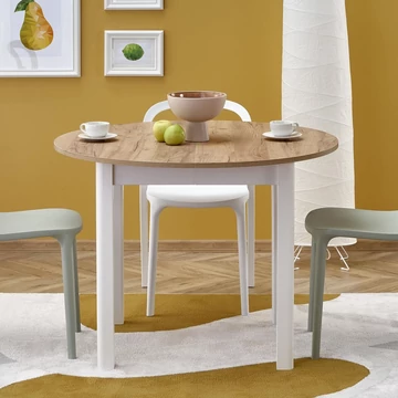 RINGO 102(+40)cm körasztal - Artisan Tölgy / Fehér